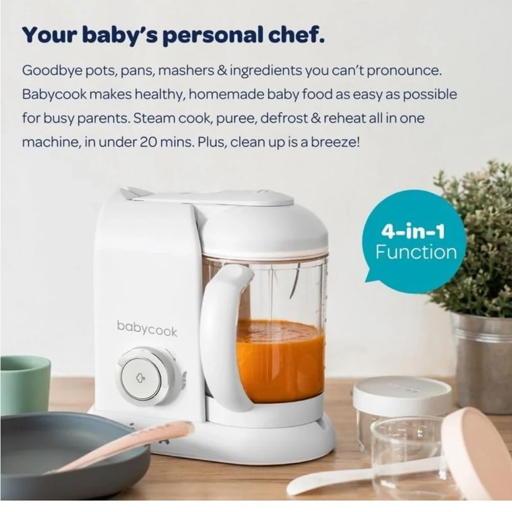 BEABA Babycook Solo 4 in 1 Baby Food‎ Maker, Baby Food Processor, Steam Cook,